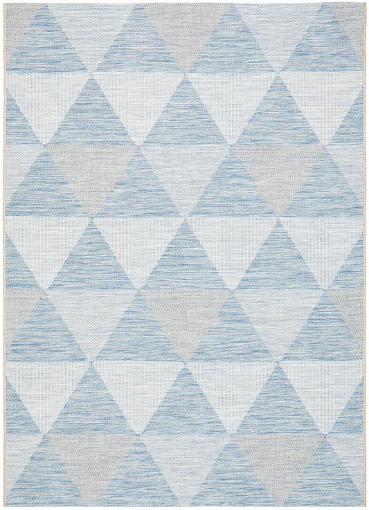 Miles Outdoor Blue & White Geometric Pattern Rug