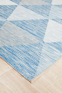 Thumbnail for Miles Outdoor Blue & White Geometric Pattern Rug