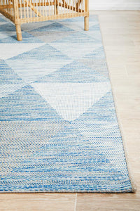 Thumbnail for Miles Outdoor Blue & White Geometric Pattern Rug