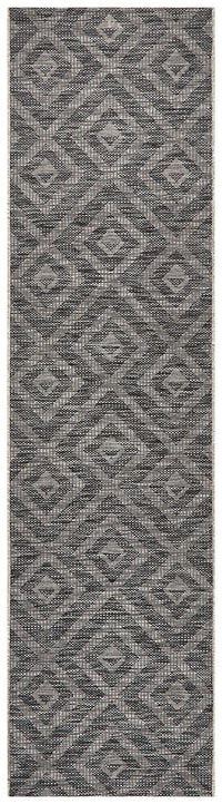 Thumbnail for Tera Outdoor Black & Grey Diamond Pattern Rug
