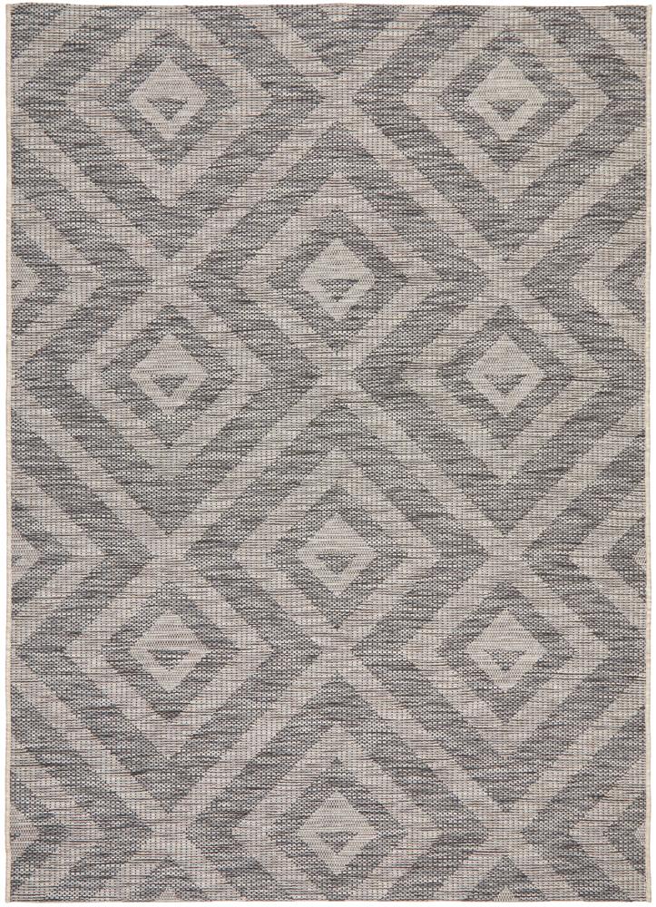 Tera Outdoor Black & Grey Diamond Pattern Rug