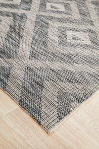 Thumbnail for Tera Outdoor Black & Grey Diamond Pattern Rug