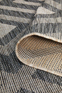 Thumbnail for Tera Outdoor Black & Grey Diamond Pattern Rug