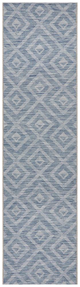 Tera Outdoor Blue & White Diamond Pattern Rug