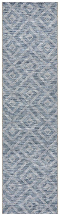 Thumbnail for Tera Outdoor Blue & White Diamond Pattern Rug
