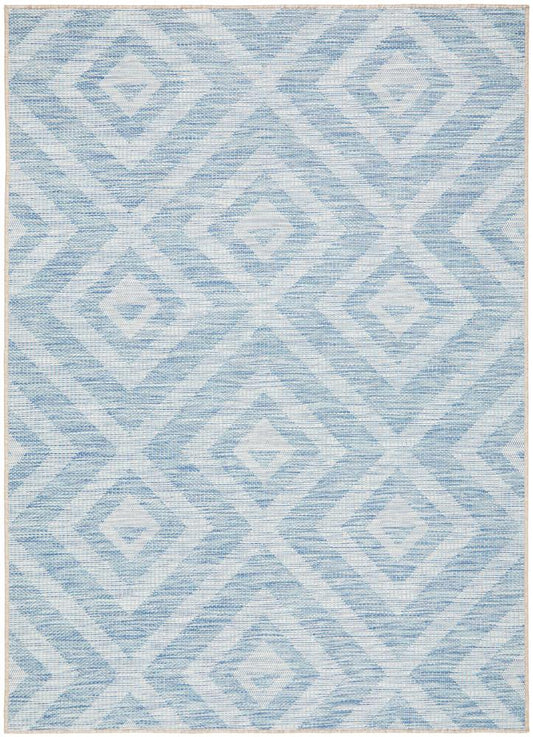 Tera Outdoor Blue & White Diamond Pattern Rug