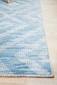 Thumbnail for Tera Outdoor Blue & White Diamond Pattern Rug