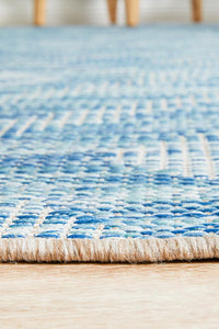Thumbnail for Tera Outdoor Blue & White Diamond Pattern Rug