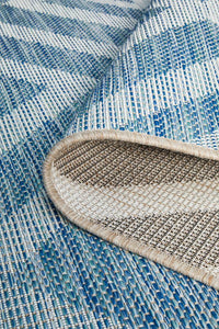 Thumbnail for Tera Outdoor Blue & White Diamond Pattern Rug