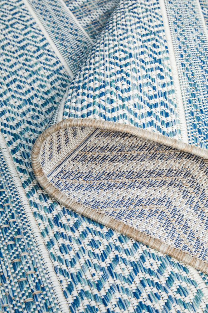 Tessa Outdoor Blue & White Tribal Pattern Rug