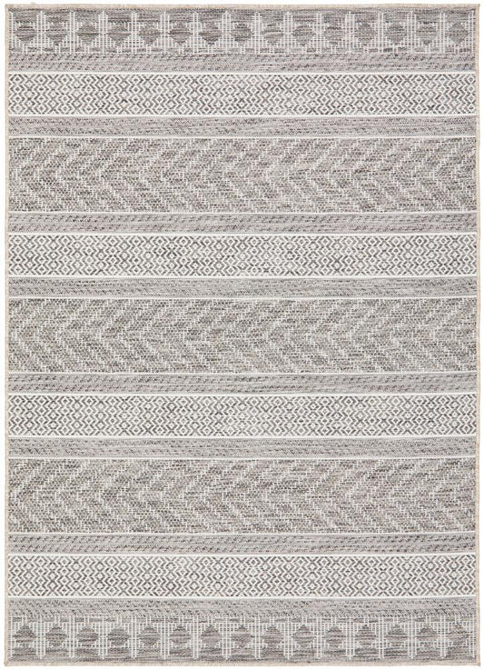 Tessa Outdoor Grey & White Tribal Pattern Rug